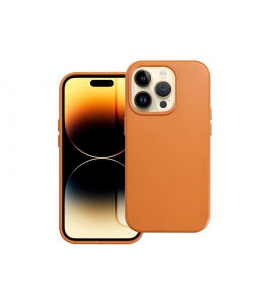Husa iPhone 15, Leather Cu Functie Magsafe, Orange